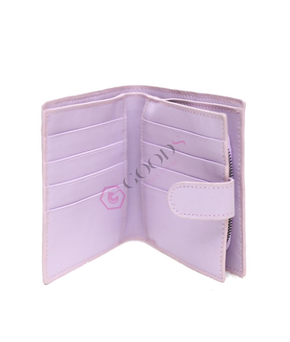 QualitChoice PU Leather Women Wallet Stylish Replacement Snap Button Large  Capacity Solid Color Card Holder Ladies Purse Notecase Purple Red 3PCS